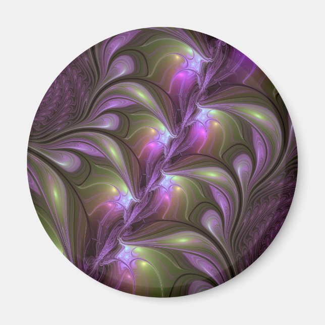 Colorful Abstract Violet Purple Khaki Fractal Art Magnet (Front)