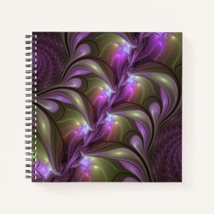Colorful Abstract Violet Purple Khaki Fractal Art Notebook