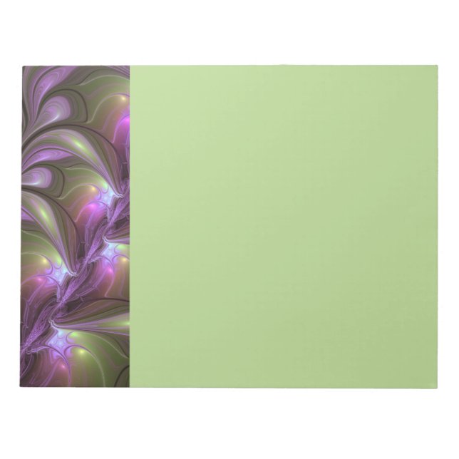 Colorful Abstract Violet Purple Khaki Fractal Art Notepad (Front)