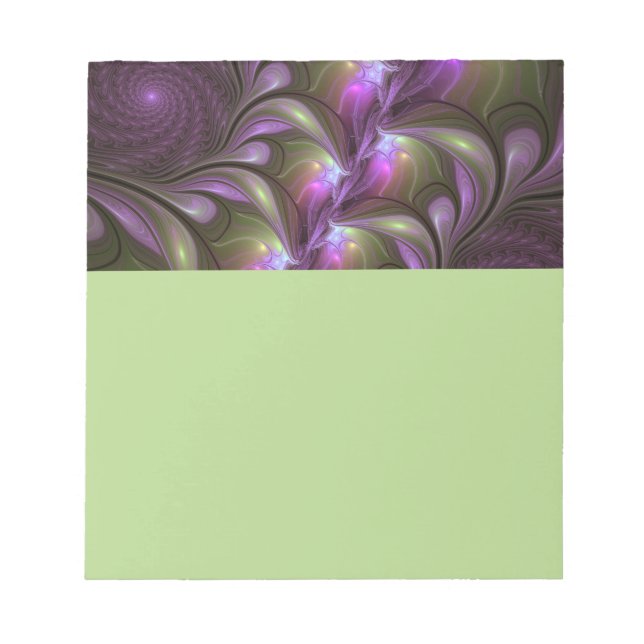 Colorful Abstract Violet Purple Khaki Fractal Art Notepad (Front)