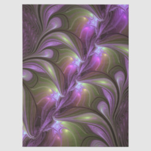 Colorful Abstract Violet Purple Khaki Fractal Art Tissue Paper