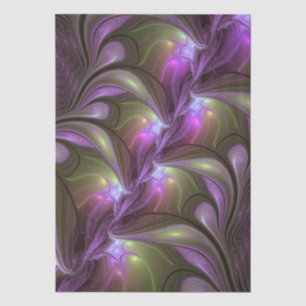 Colorful Abstract Violet Purple Khaki Fractal Art Tissue Paper