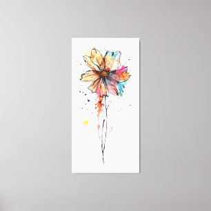 Colorful abstract watercolor painting of flower canvas print