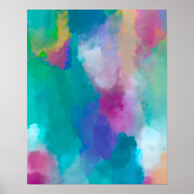 Colorful Abstract Watercolour Painting Poster (Front)