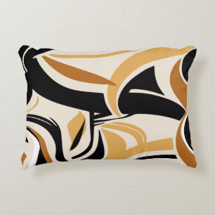 Colorful abstract wave pattern on beige. Vintage I Accent Pillow