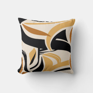 Colorful abstract wave pattern on beige. Vintage I Throw Pillow