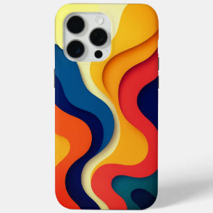 Colorful Abstract Waves iPhone 15 Pro Max Case