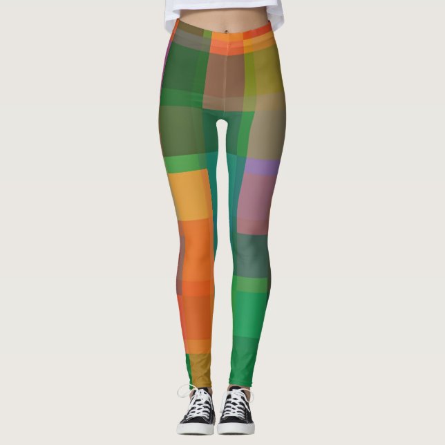 Colorful Abstrait Colorful Block Leggings (Devant)