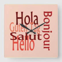 Colorful Acrylic Wall Clock, Multi Languages