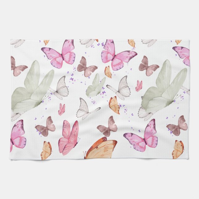 Colorful Aesthetic Butterflies | Whimsical Boho Bu Kitchen Towel (Horizontal)