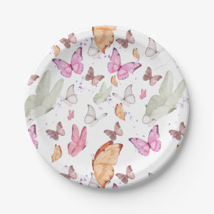 Colorful Aesthetic Butterflies   Whimsical Boho Bu Paper Plate
