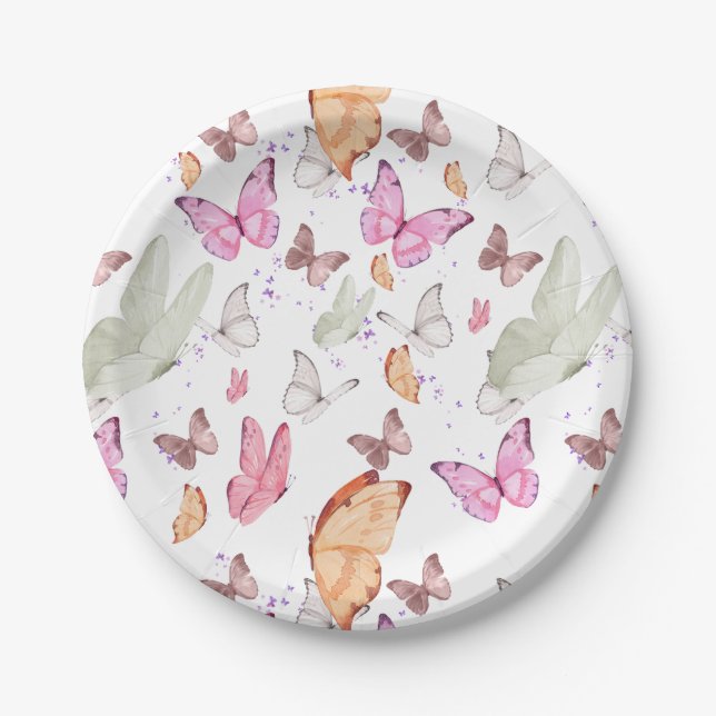 Colorful Aesthetic Butterflies | Whimsical Boho Bu Paper Plate (Front)