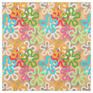 Colorful African Blob Abstract Shapes Block Print Fabric