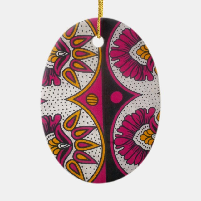 Colorful African Fabric Motif Art Print Ceramic Ornament (Front)