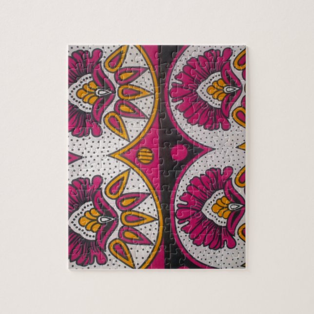 Colorful African Fabric Motif Art Print Jigsaw Puzzle (Vertical)