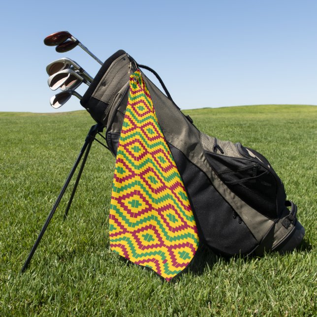 Colorful African Kente Pattern Golf Towel (Green)