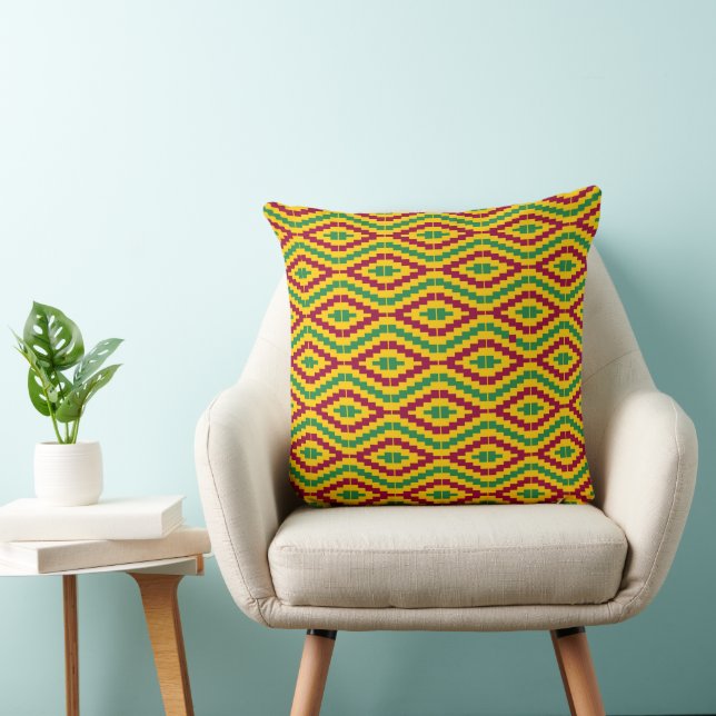 Colorful African Kente Pattern Throw Pillow (Chair)