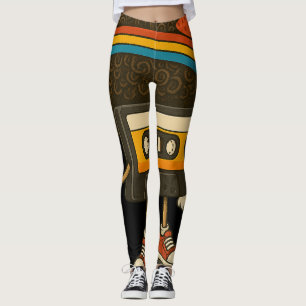 Colorful Afro Cassette Character Sticker Leggings