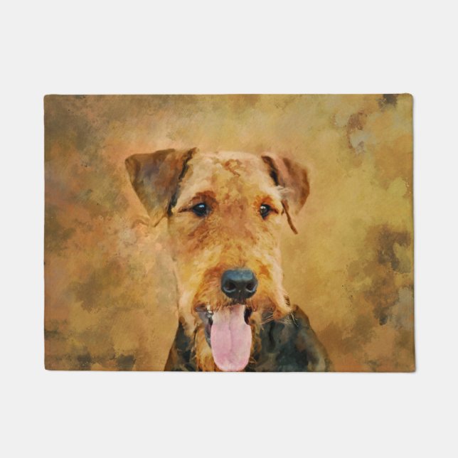 Colorful Airedale Terrier Portrait Doormat (Front)