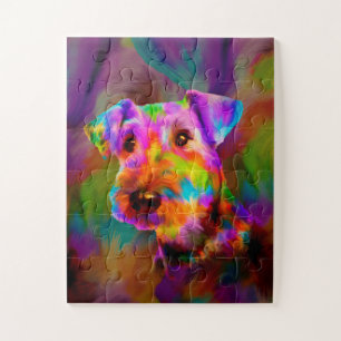 Colorful Airedale Terrier Portrait Jigsaw Puzzle