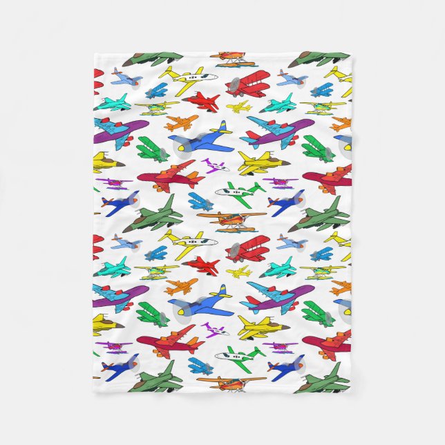Colorful Airplanes Pattern Fleece Blanket (Front)