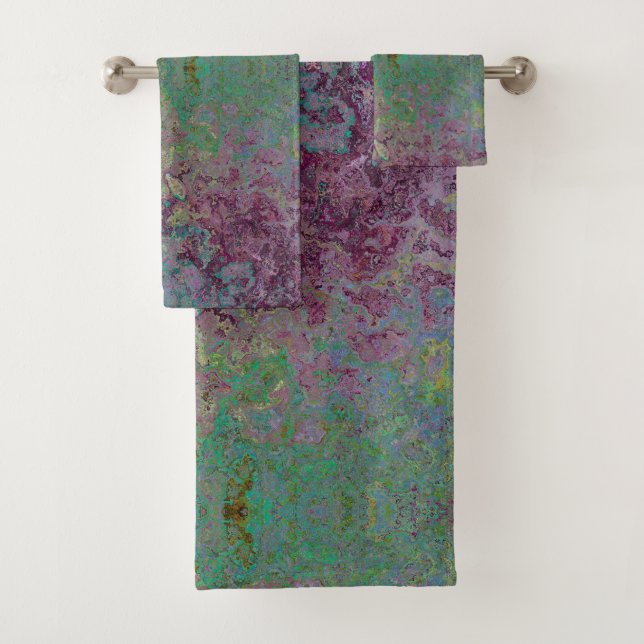 Colorful Alcohol Ink, Green and Burgundy Abstract (En situation)