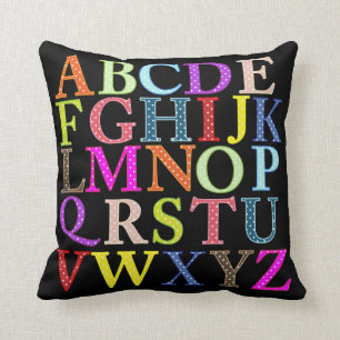 Colorful alphabet and numbers throw pillow
