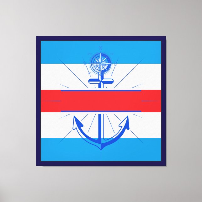Colorful Anchor with customize button  Canvas Prin Print (Front)