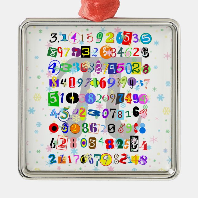 Colorful and Fun Depiction of Pi Metal Ornament (Front)