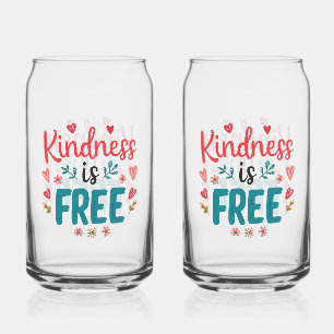 Colorful and Uplifting Kindness Slogan Can Glass