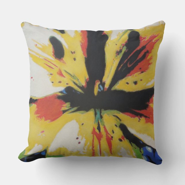 colorful and vibrant flower contempory abstract throw pillow (Front)