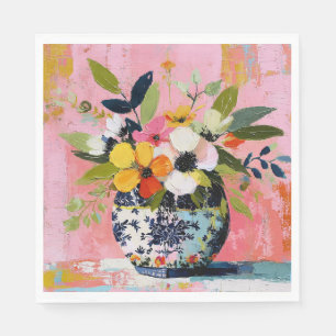 Colorful and Vibrant Vase of Flowers Napkin