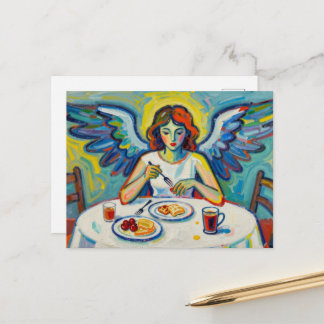 Colorful Angel at Breakfast Postcard