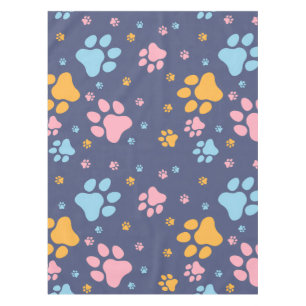 Colorful Animal Paw Prints Pattern Tablecloth