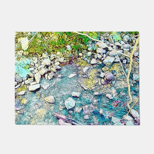 Colorful Animated Creek Doormat (Front)