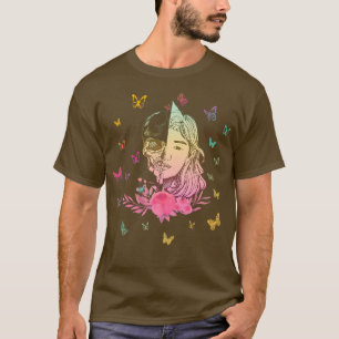 Colorful Anime Girl with Butterflies (2) T-Shirt