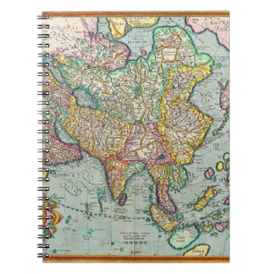 Colorful Antique Asia Map Notebook