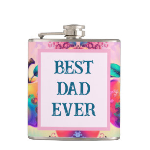 Colorful apple with Best Dad Ever Hip Flask