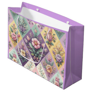 Colorful argyle pastel Easter/Spring Large Gift Bag
