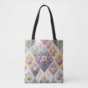 Colorful argyle pastel Easter/Spring Tote Bag