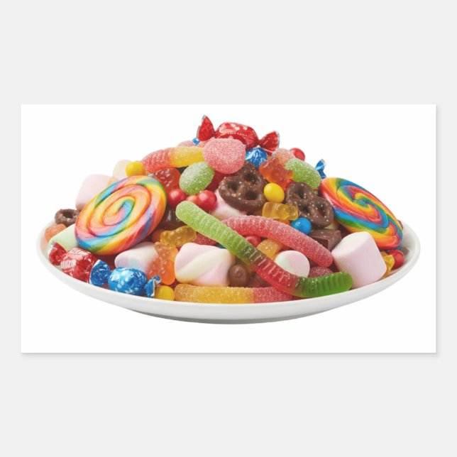 Colorful Assorted Candies on Plate Sticker (Front)