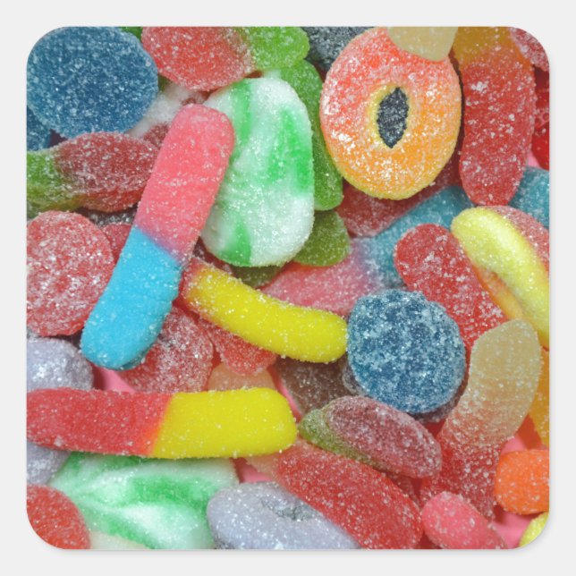 Colorful assorted chewy candy square sticker (Front)