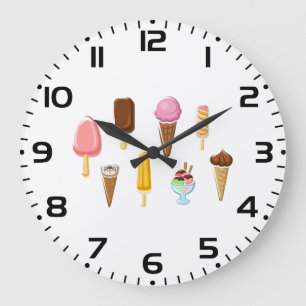 Colorful Assorted Ice Cream and Popsicle Large Clock