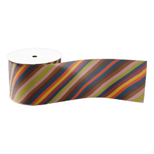 Colorful Autumn And Winter Colored Stripes Pattern Grosgrain Ribbon