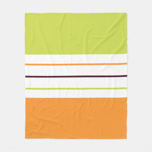 Colorful Autumn Fall Green Orange Striped Pattern Fleece Blanket