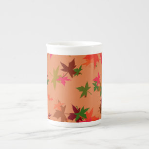 Colorful autumn leaves design bone china mug