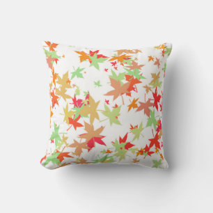 Colorful autumn leaves design throw pillow