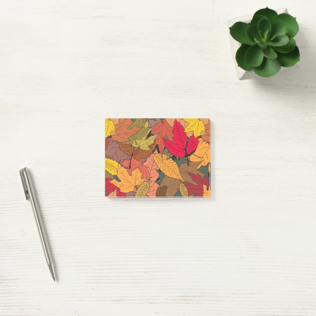 Colorful autumn leaves post-it notes (Office)