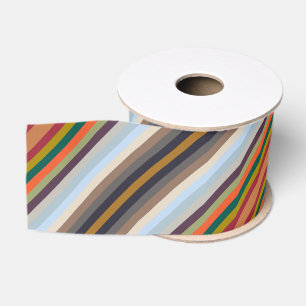 Colorful Autumn Winter Colored Stripes Pattern Grosgrain Ribbon