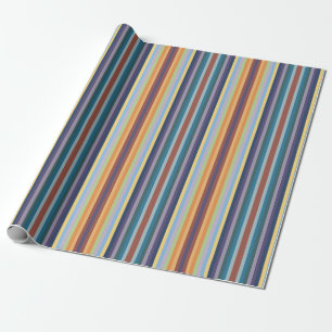Colorful Autumn Winter Colored Stripes Pattern Wrapping Paper